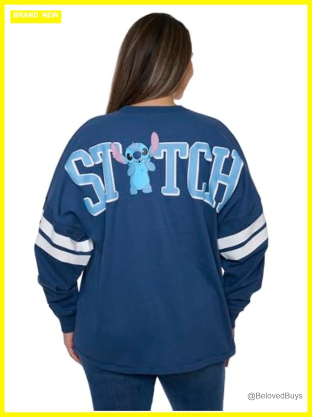 Disney Stitch Oversized Long Sleeve Jersey Crewneck Top